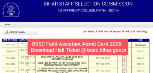 BSSC Field Assistant Admit Card 2025 – Download