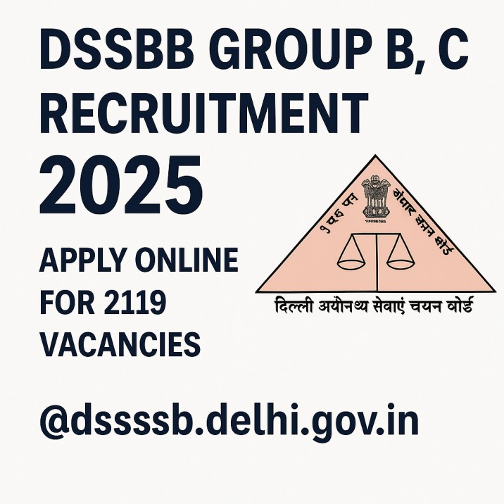 DSSSB Group B, C Recruitment 2025, Apply Online