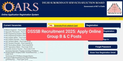 DSSSB Recruitment 2025: Apply Online for 615 Group B & C Posts