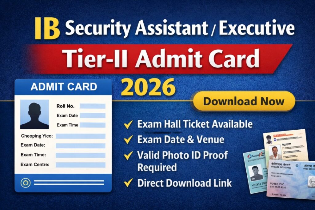 IB Security Assistant Executive Tier-II Admit Card 2026 Download Link