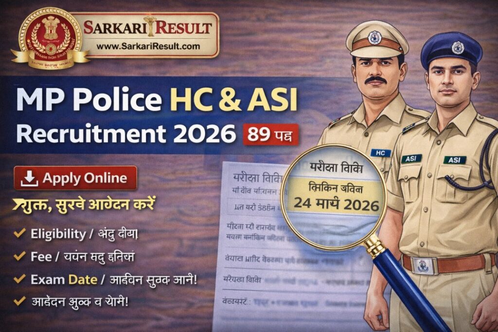MP Police HC & ASI Recruitment 2026 – Apply Online for 89 Posts