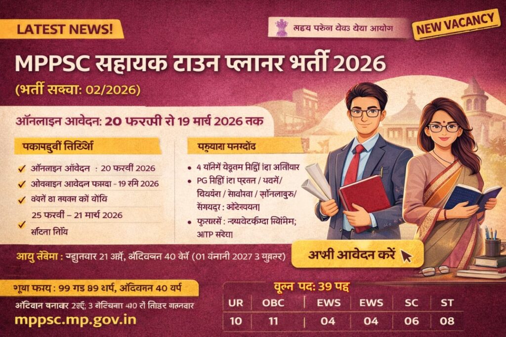 MPPSC Assistant Town Planner Recruitment 2026 – Apply Online, Eligibility, Important Dates