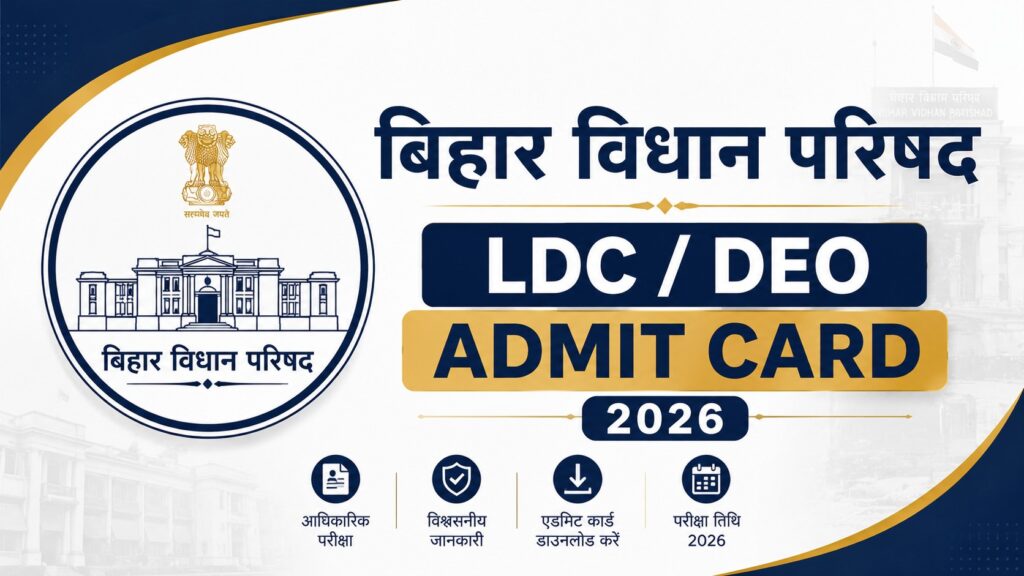 Bihar Vidhan Parishad LDC DEO Admit Card 2026 Out, Download Hall Ticket