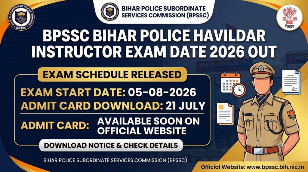 BPSSC Bihar Police Havildar Instructor Exam Date 2026