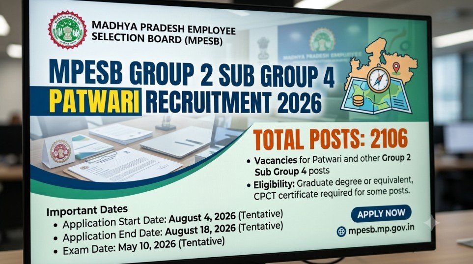 MPESB Group 2 Sub Group 4 Patwari Recruitment 2026 Banner