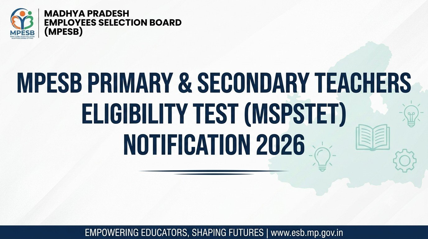MPESB Primary and Secondary Teachers MSPSTET Recruitment 2026 Banner