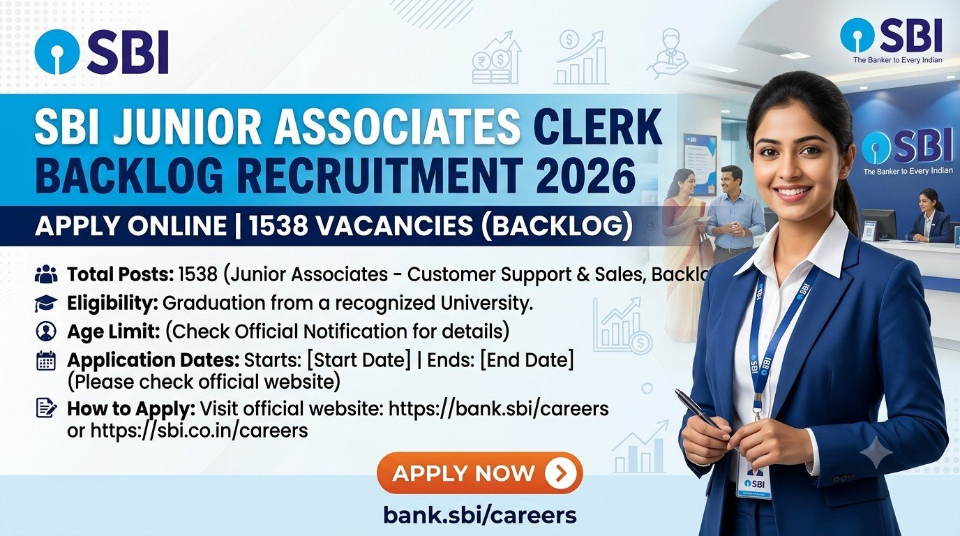 SBI Junior Associates Clerk Backlog Recruitment 2026 Banner