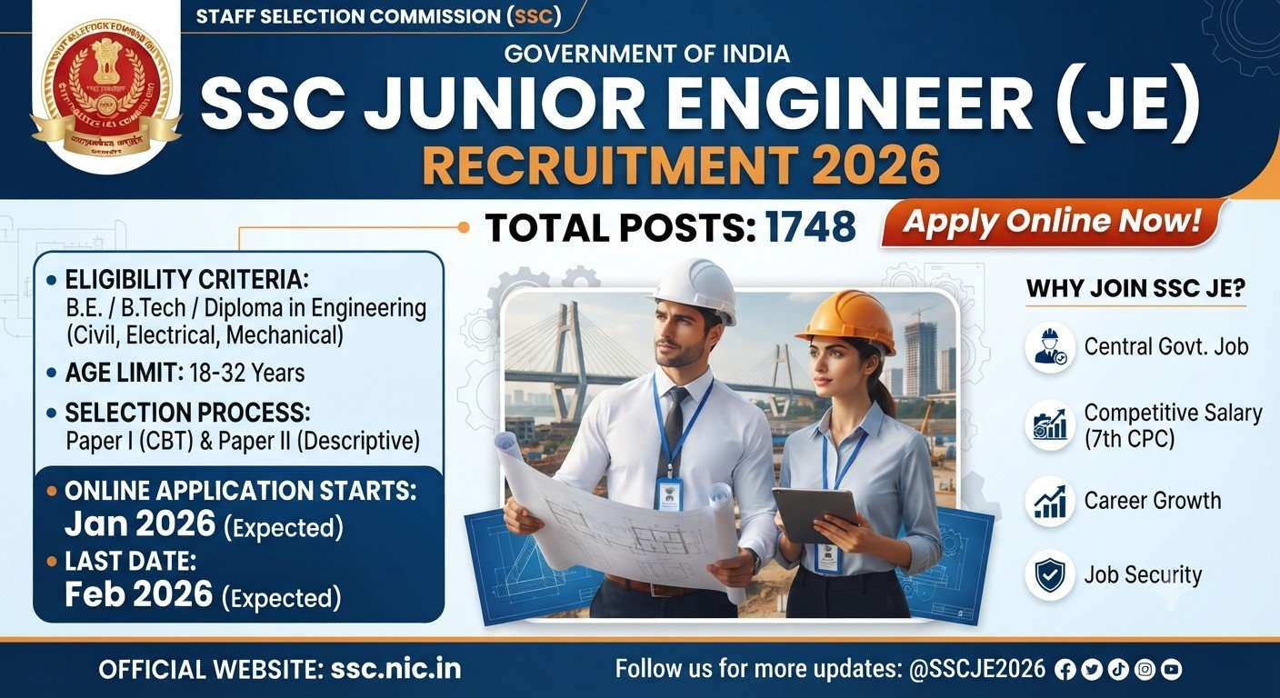 SSC Junior Engineer JE Recruitment 2026