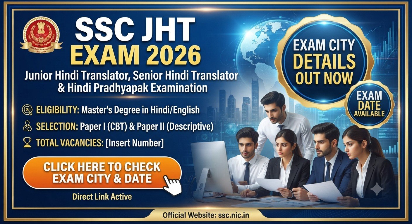 SSC JHT Exam City Details 2026