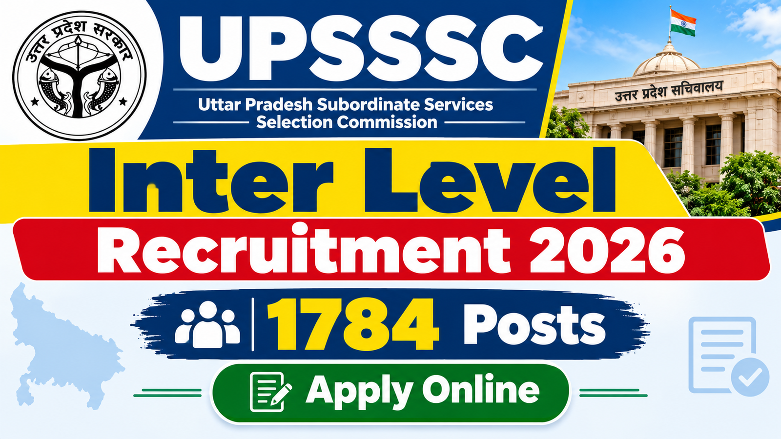 UPSSSC Inter 12th Level Recruitment 2026 – 1784 Posts
